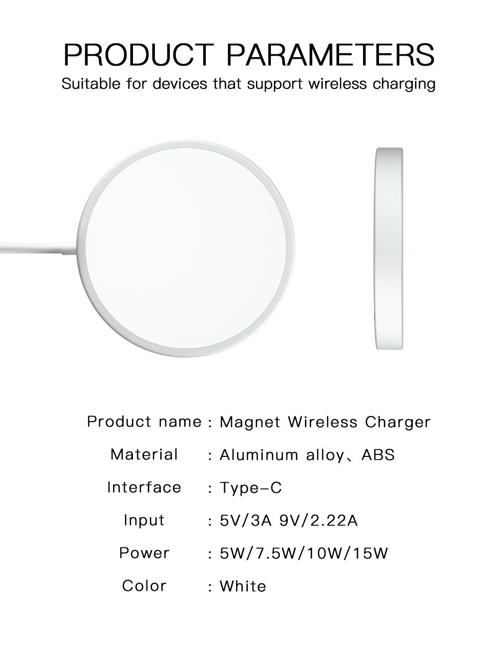 Magnetic Wireless Charger For iPhone 12 Pro Max Magsafe Charger 15W Fast Charging