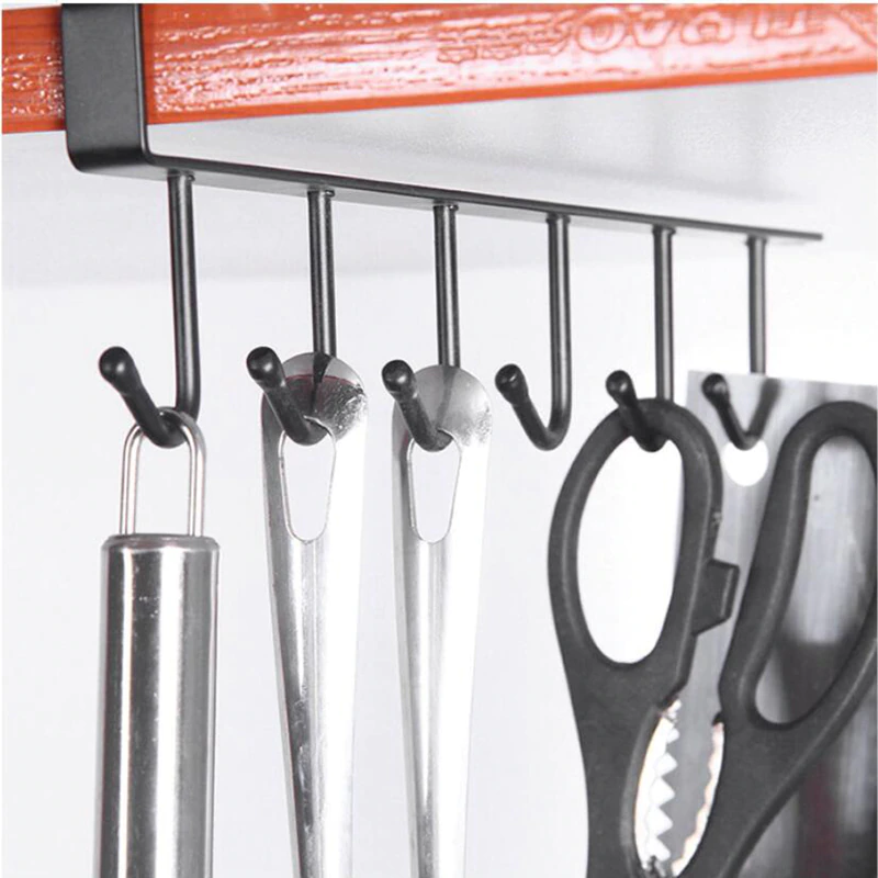 6 Hooks Storage Shelf Wardrobe Cabinet Metal Under Shelves Mug Cup Hanger Bathroom Kitchen Organizer Hanging Rack Holder Amazon Target Stainless Steel