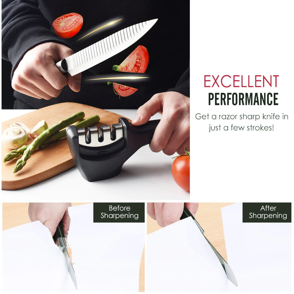3 Stages Professional Knife Sharpener Manual Kitchen Knife Sharpening Tool For all Knives