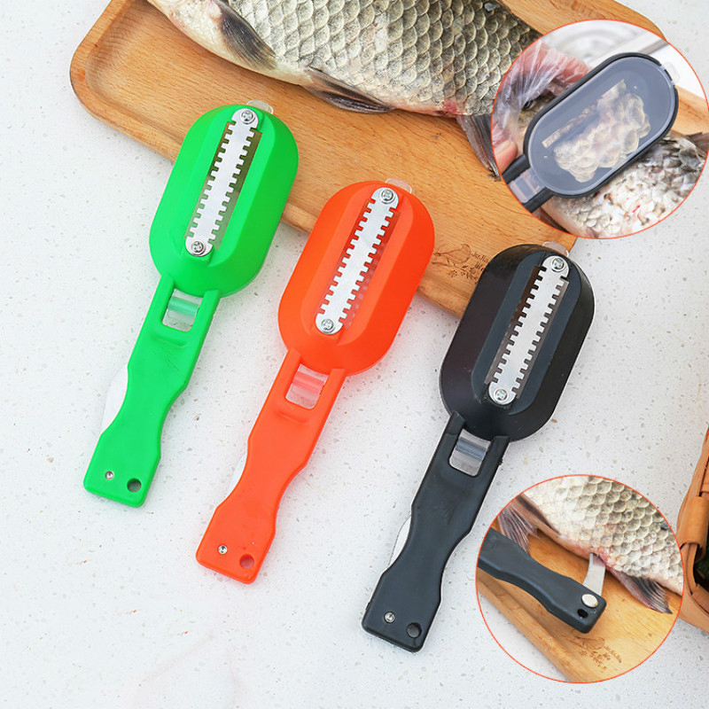 2 In 1 Plastic Fishing Scale Brush With Built-in Scale Scoop