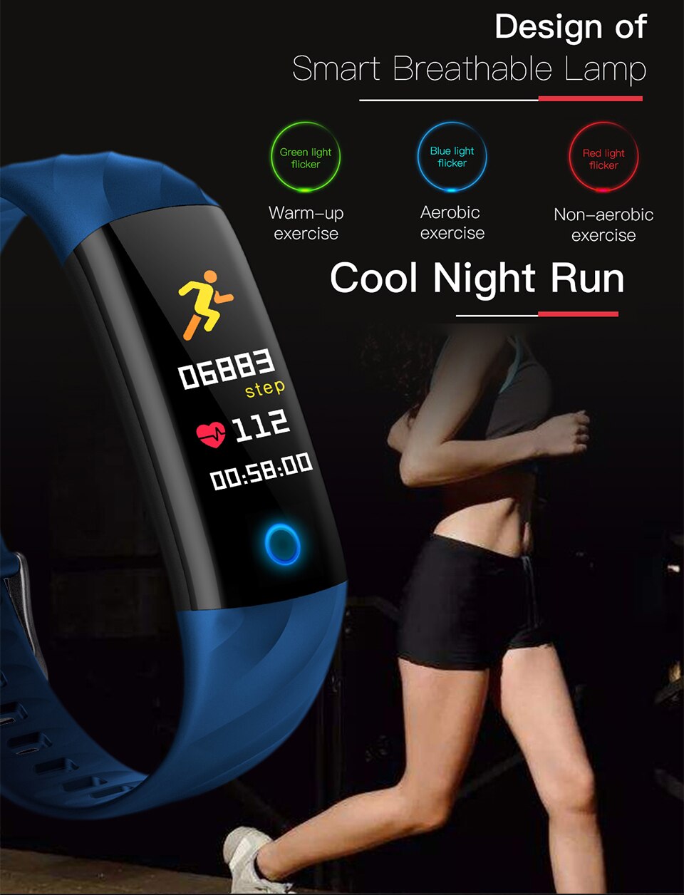 Fit Sport Smart Bracelet IP68 Waterproof Color Screen for IOS and Android