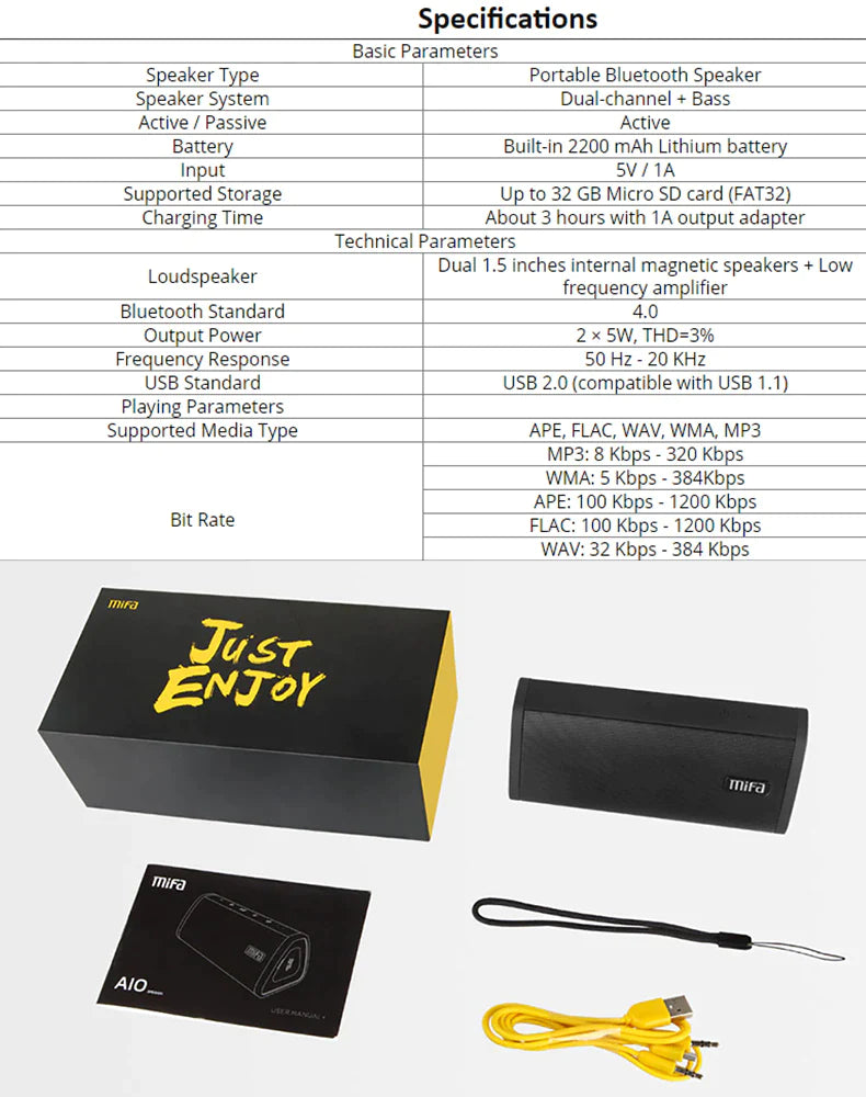 Mifa Portable Bluetooth Speaker Waterproof