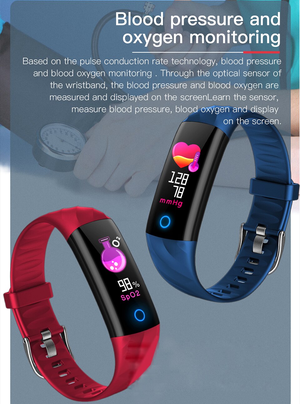 Fit Sport Smart Bracelet IP68 Waterproof Color Screen for IOS and Android