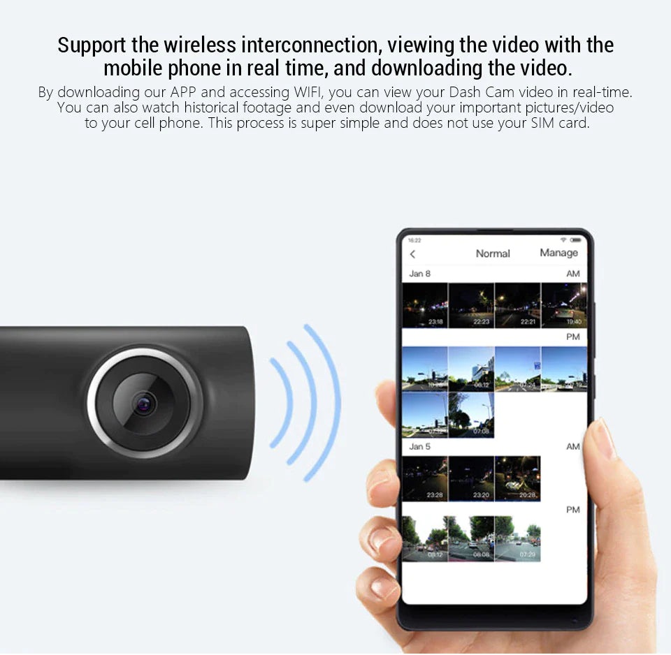 Car Dash Camera Recorder with Wifi 1080P HD Night Vision