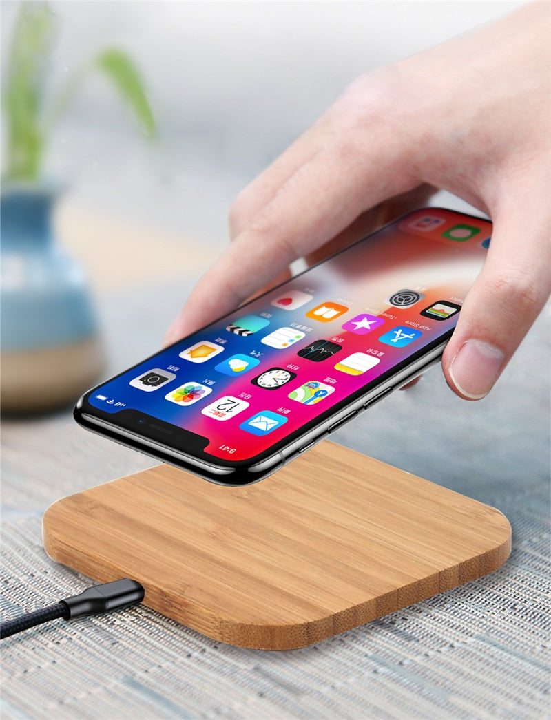 Universal Portable Wireless Charging Bamboo Pad