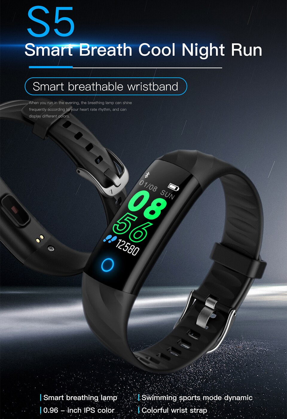 Fit Sport Smart Bracelet IP68 Waterproof Color Screen for IOS and Android