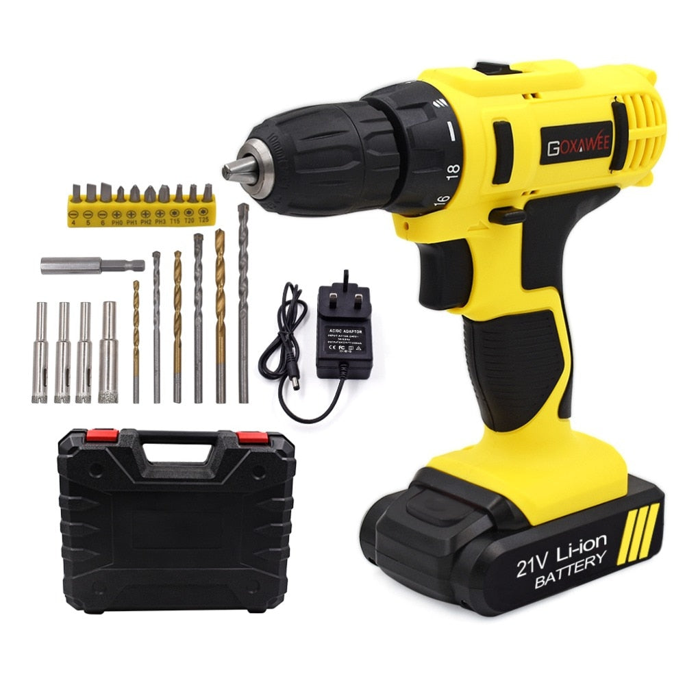 21V 3 in 1 Electric Cordless Hammer Drill New brushless Battery drill Cordless drill screwdriver battery Electric screwdriver Lithium battery Electric Tools
