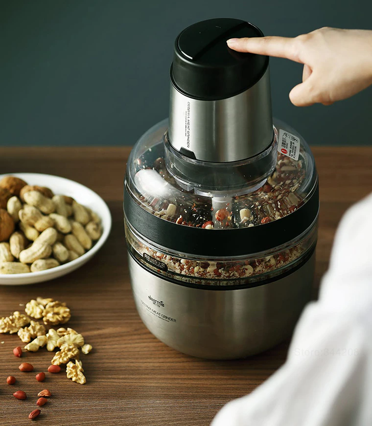 BioloMix 2 Speed 500W Stainless Steel 2L Capacity Electric Chopper Meat Grinder Mincer Food Processor Slicer