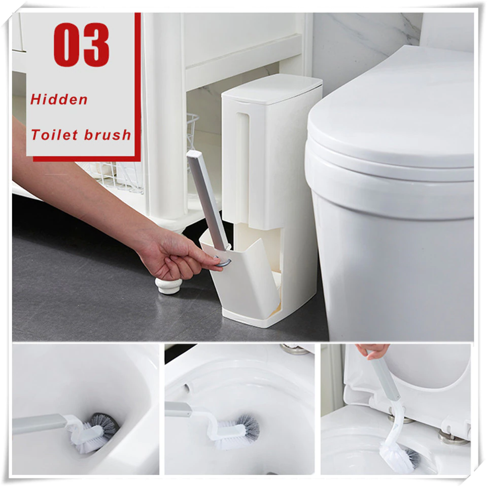 3 in 1 Narrow Trash Can Toilet Brush Set