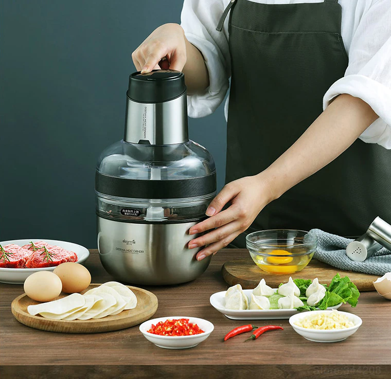 BioloMix 2 Speed 500W Stainless Steel 2L Capacity Electric Chopper Meat Grinder Mincer Food Processor Slicer
