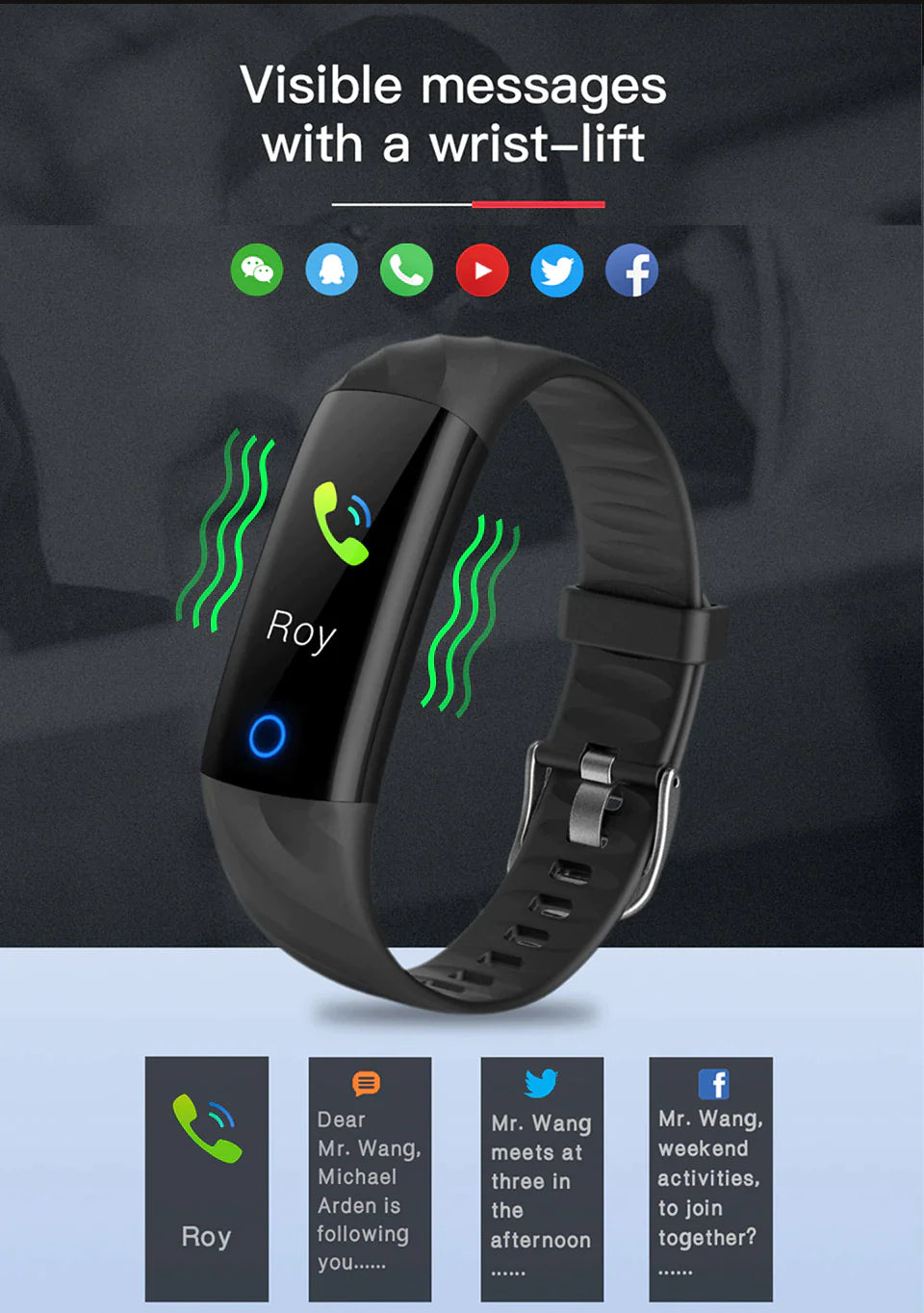 Fit Sport Smart Bracelet IP68 Waterproof Color Screen for IOS and Android
