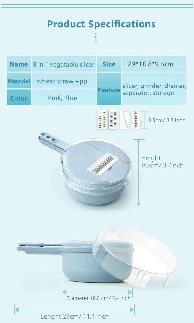 Mandoline Slicer Cutter & Grater For Vegetable (8 Functions In 1 )