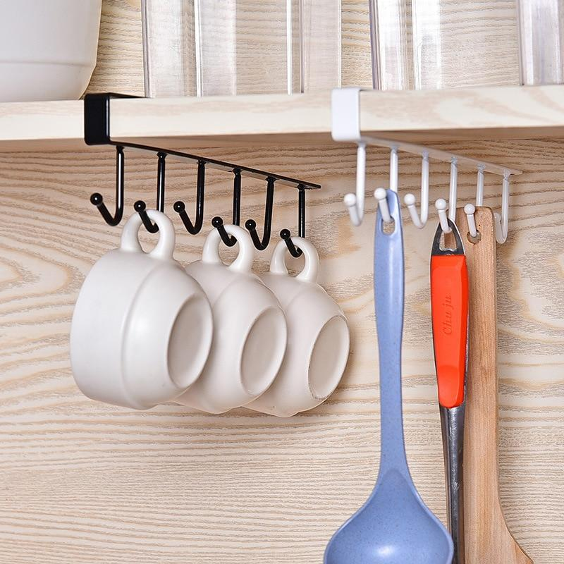 6 Hooks Hanging Kitchen Multi-Functional Organizer Kitchen Utensils Hanging Hooks