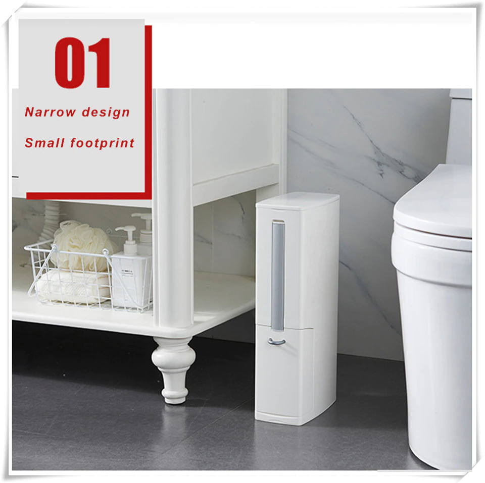 3 in 1 Narrow Trash Can Toilet Brush Set Creative Bathroom Plastic Waste Bin Dustbin Kitchen Garbage Bucket Trash Bin Dustbin hygienic