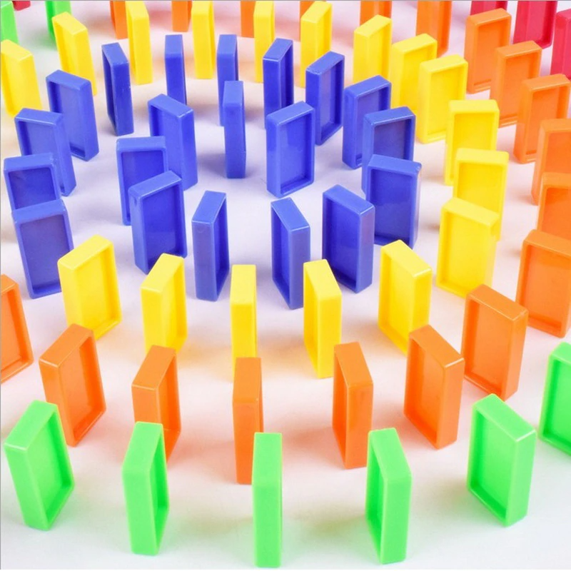 60/80 Pcs Automatic Domino Train Toy Set Colorful Dominoes Blocks Game Educational DIY Toy