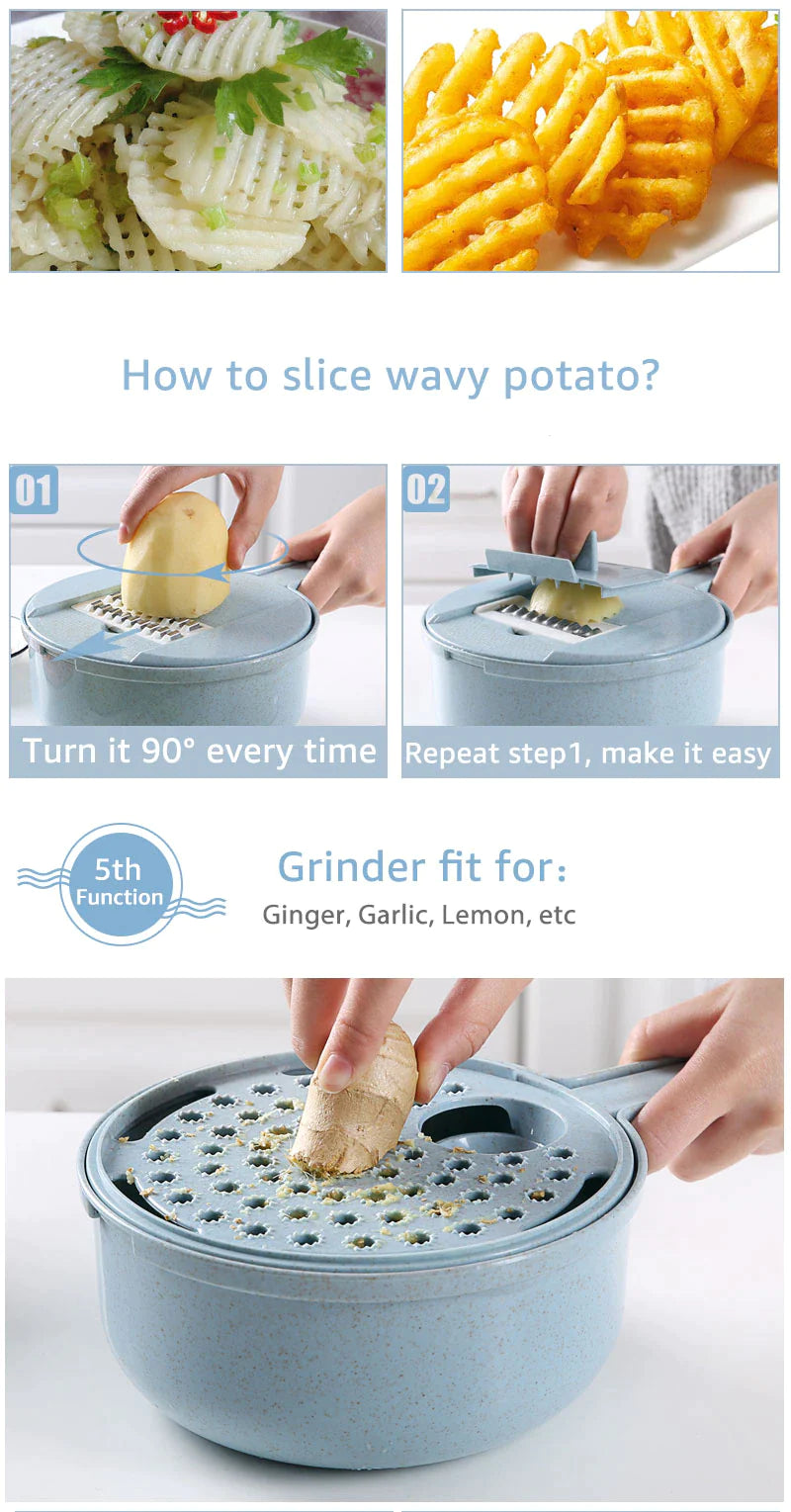 Mandoline Slicer Cutter & Grater For Vegetable (8 Functions In 1 )