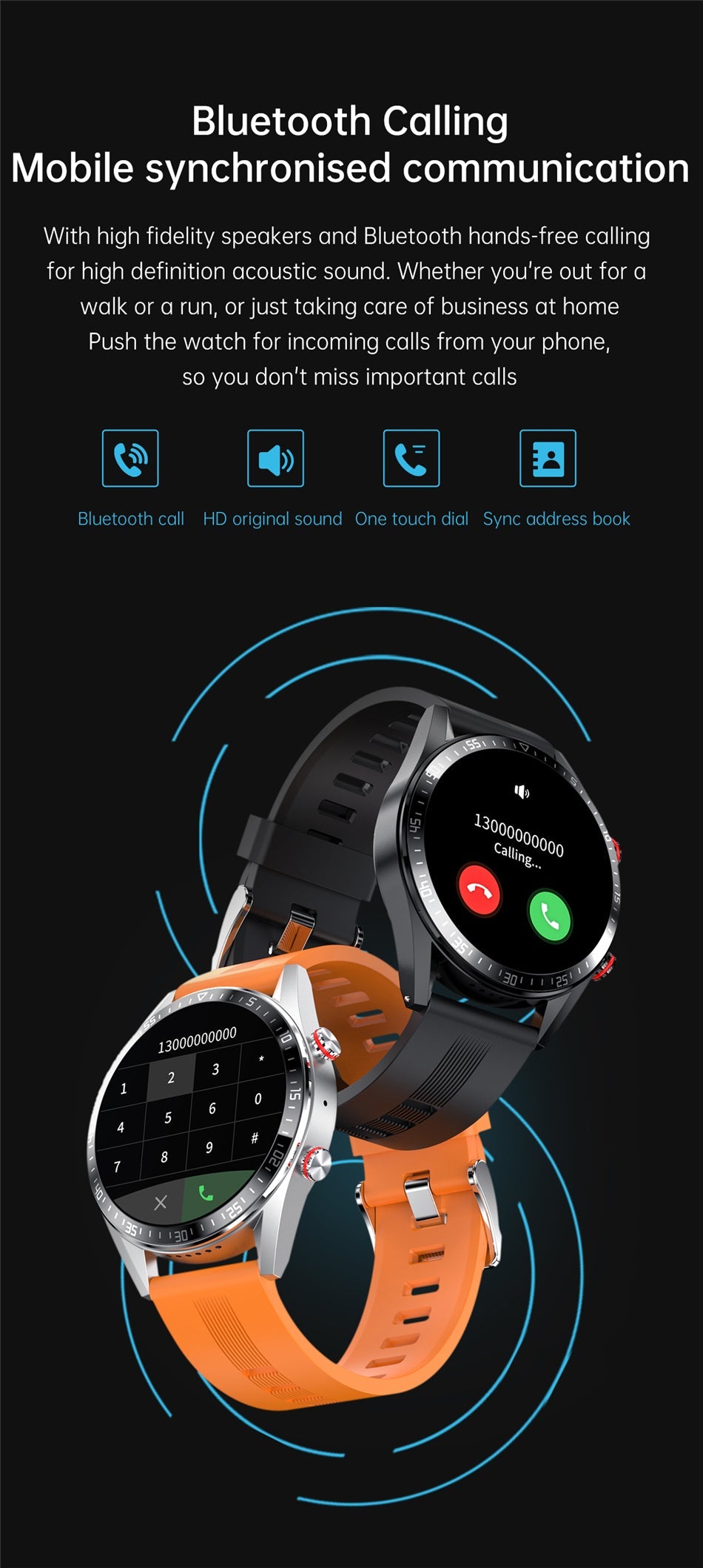 Smart Watch Amoled Display Bluetooth Call with Silicone Bracelet
