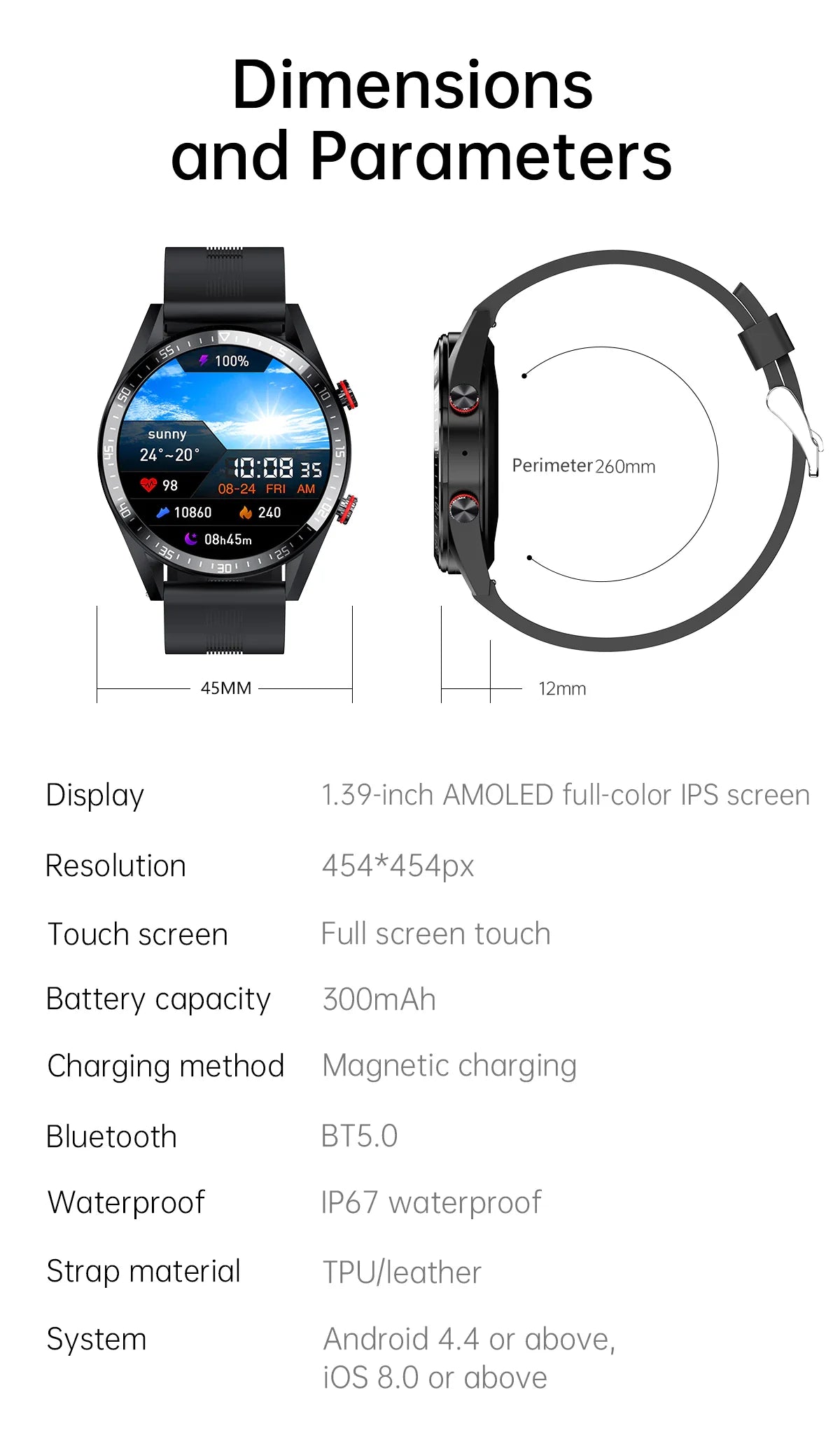Smart Watch Amoled Display Bluetooth Call with Silicone Bracelet