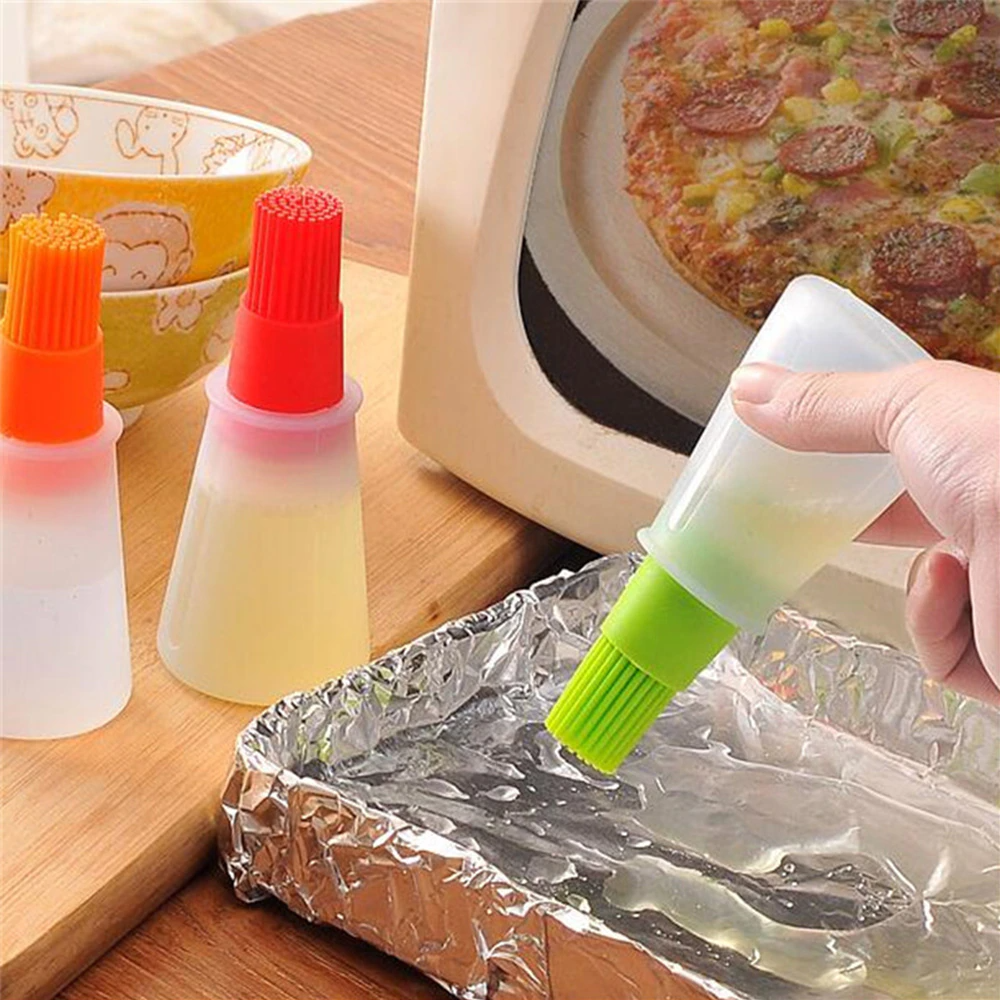 Portable Silicone Oil Bottle with Brush