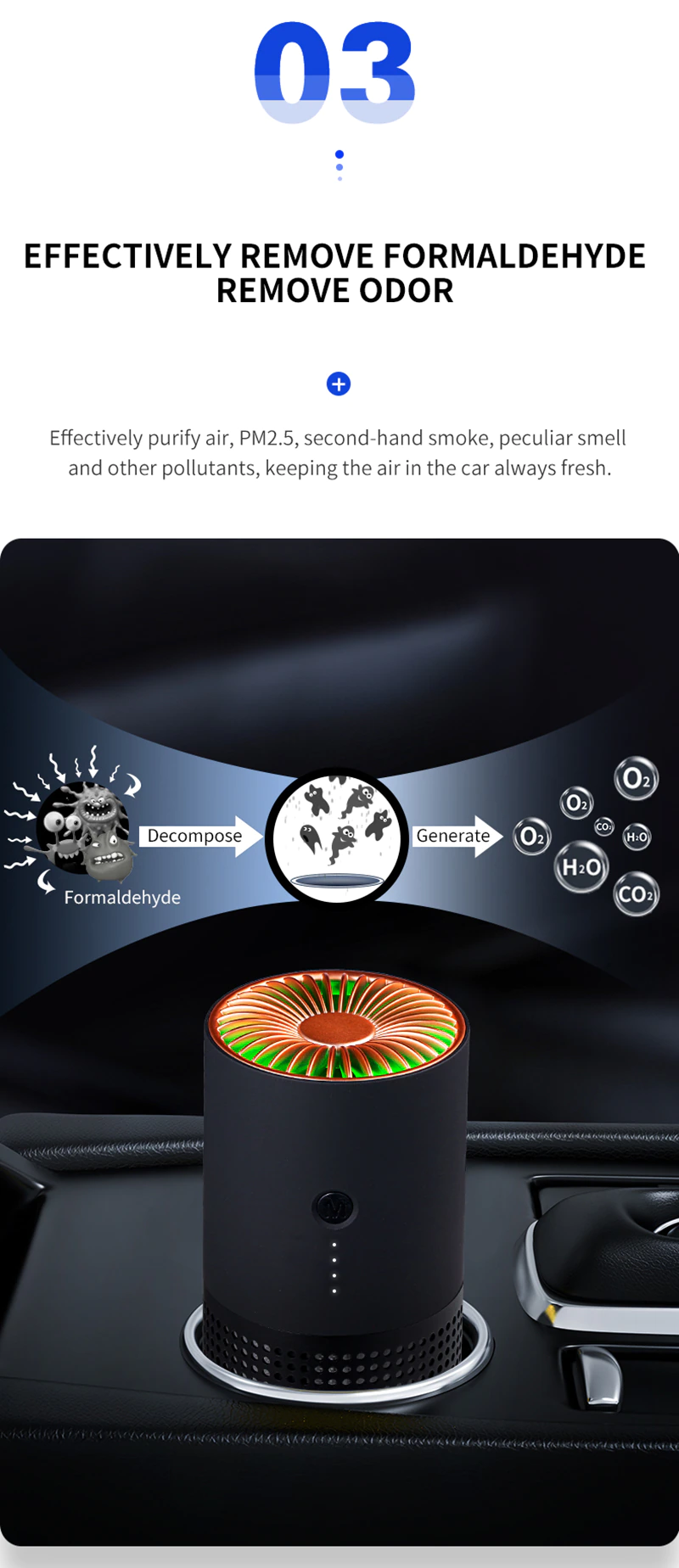Portable Air Purifier Ozonizer HEPA Filters