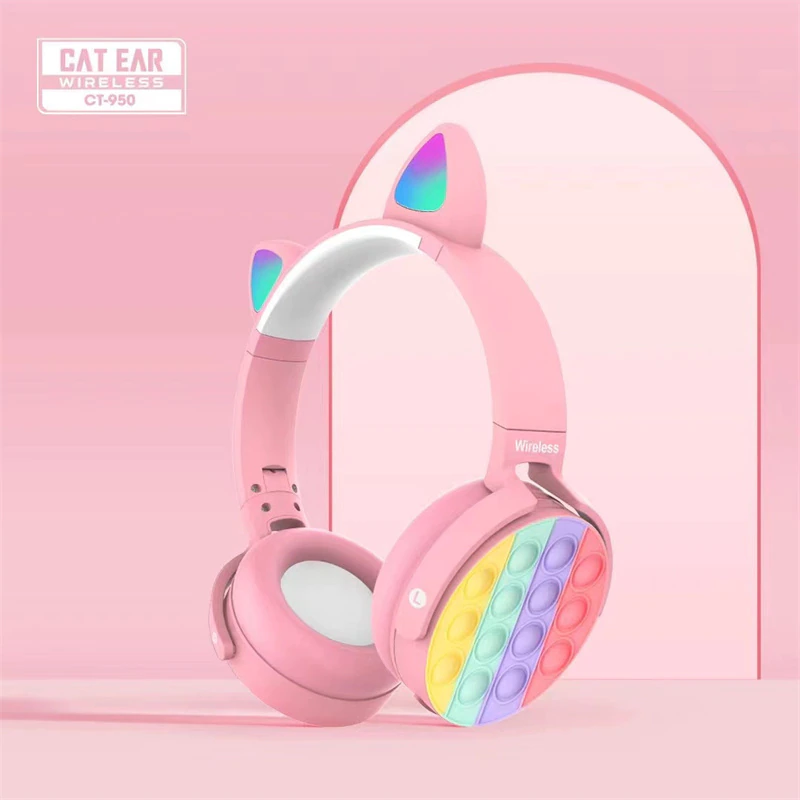 Wireless Bluetooth Colorful Silicone Pop Fidget Headphones with Mic
