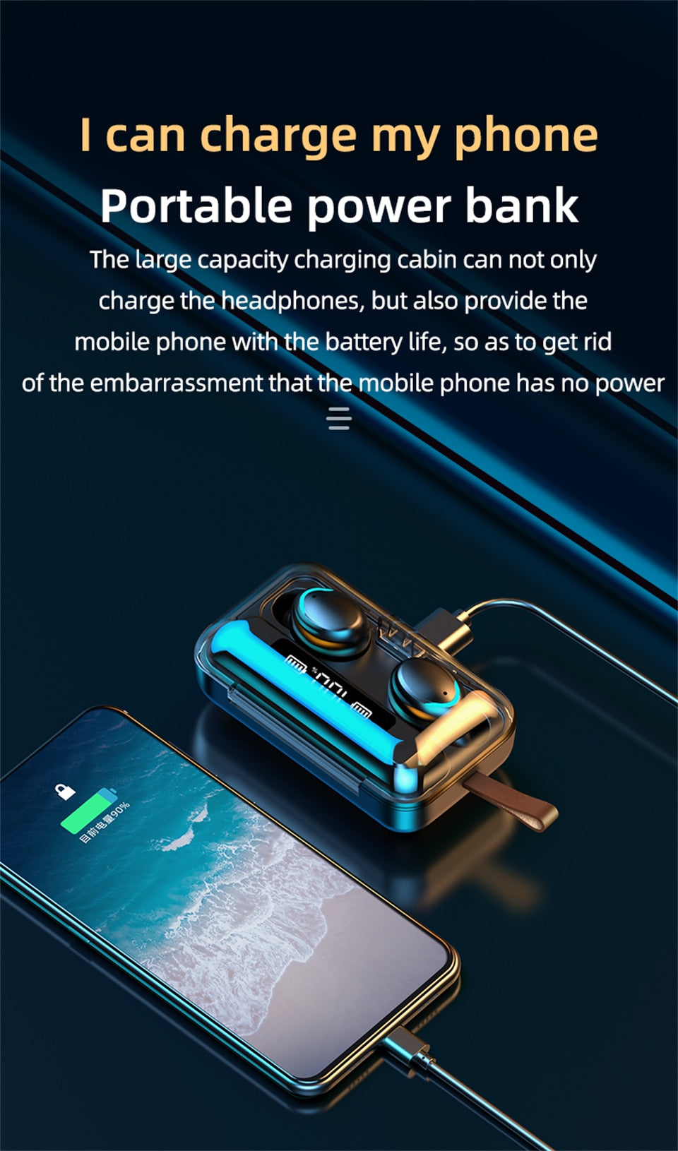 LED Display Bluetooth Wireless Earbuds With Power bank 9D & Surround Sound Professional Ergonomic Stereo With Noise Cancellation True Wireless Earbuds Earphones Headphones Headset