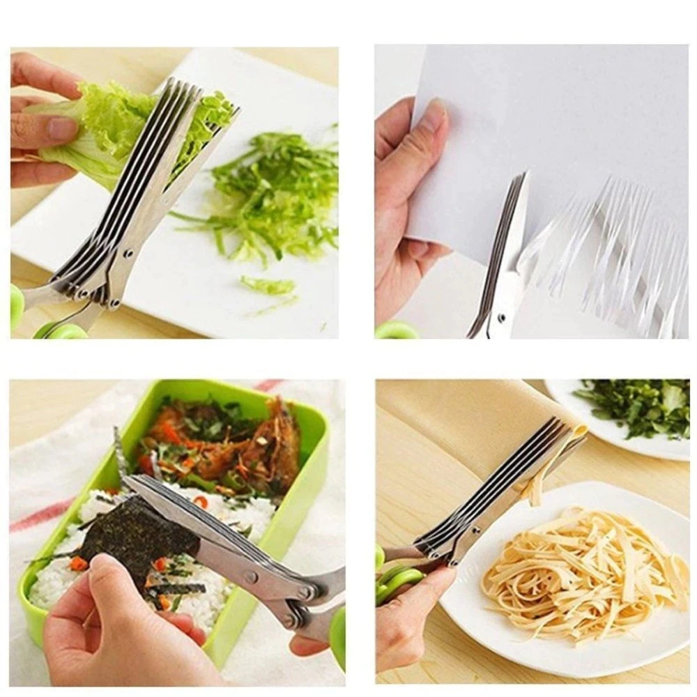 5 Layer Stainless Steel Multi-Blade Kitchen Cooking Tool Herb Scissors Kitchen Shears