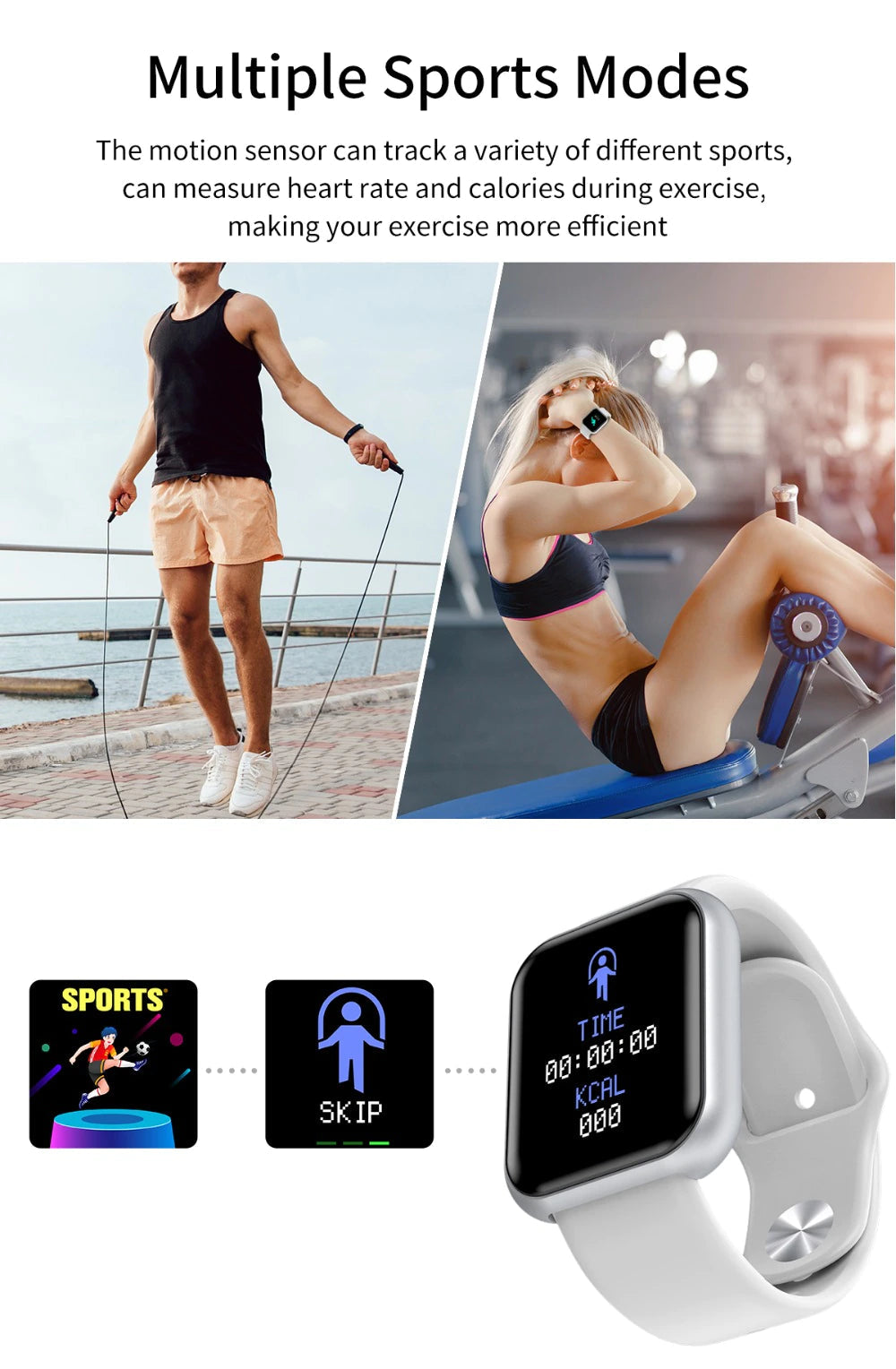 Bluetooth Smart Watch Fitness Tracker Watch With Heart Rate Blood Pressure Activity Tracker Band Bracelet