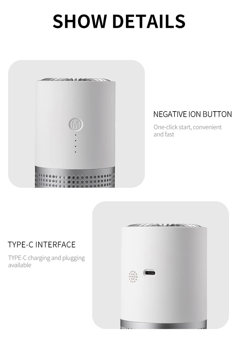 Portable Air Purifier Ozonizer HEPA Filters