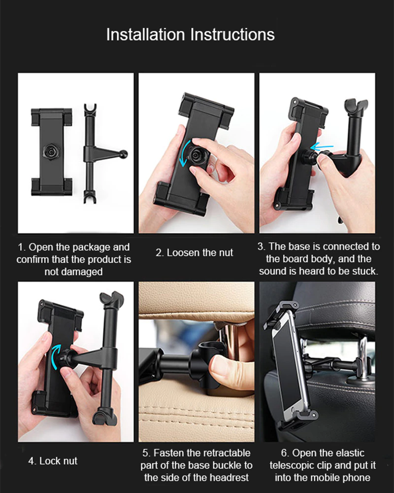 Universal Car Headrest Mount Tablet Holder