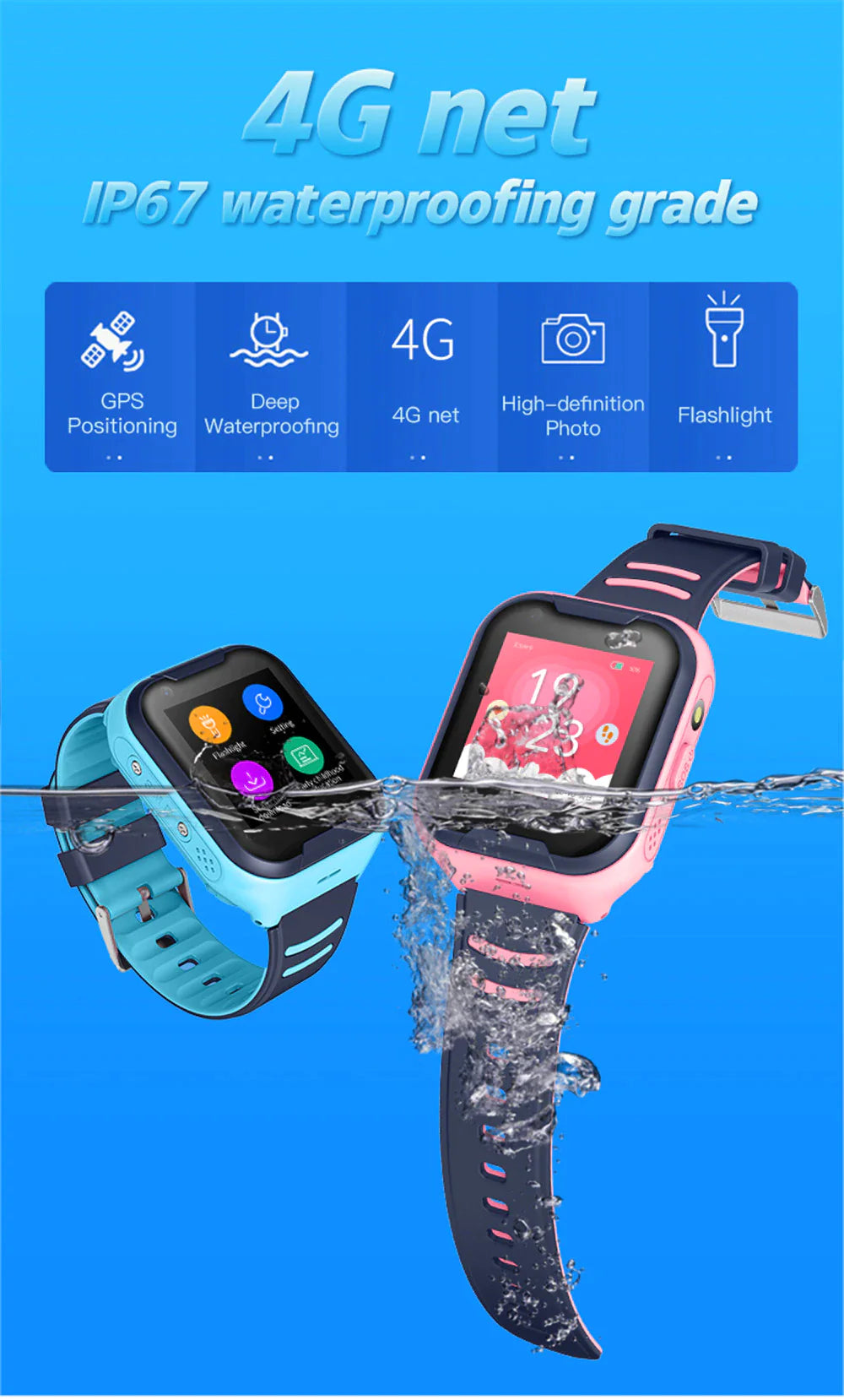 Kids Waterproof IPX7 Smartwatch 4G
