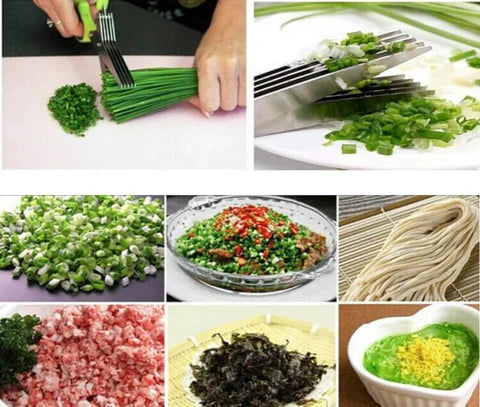 5 Layer Stainless Steel Multi-Blade Kitchen Cooking Tool Herb Scissors Kitchen Shears