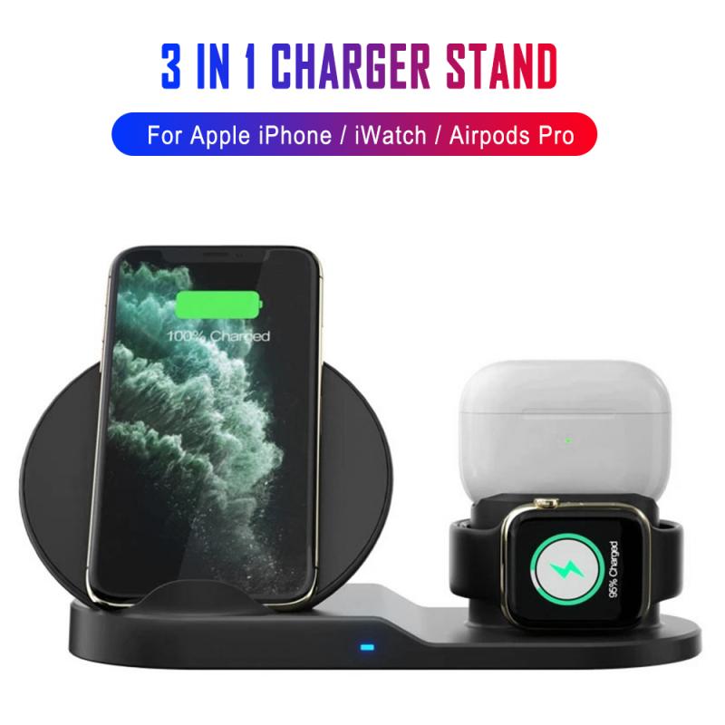 3 in 1 Fast Wireless Charger Dock & Holder Stand Docking Station for iPhone and Samsung