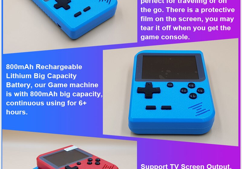 Portable Handheld Retro Console with Built in 400 Games