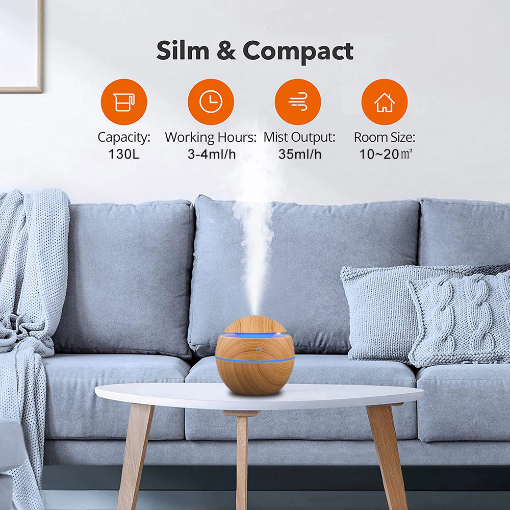 Ultrasonic Wooden Design Air Humidifier 130ML
