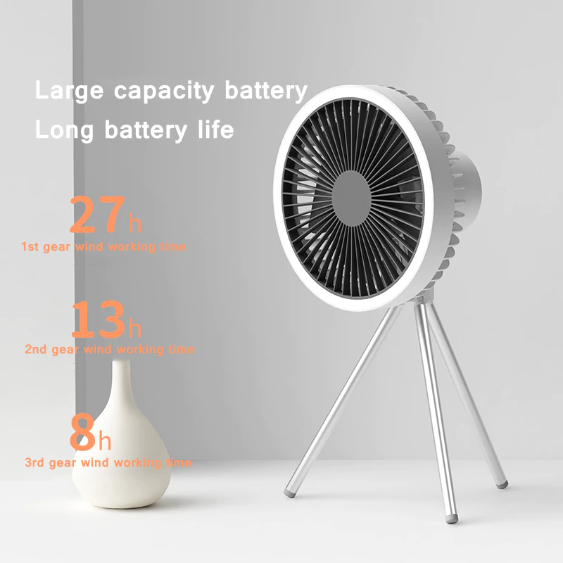 Multi-Function Rechargeable Tripod Cooling Fan with LED Light