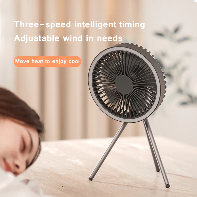 Multi-Function Rechargeable Tripod Cooling Fan with LED Light