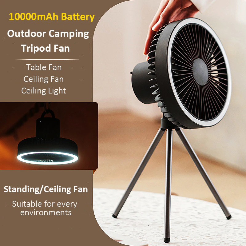 Multi-Function Rechargeable Tripod Cooling Fan with LED Light