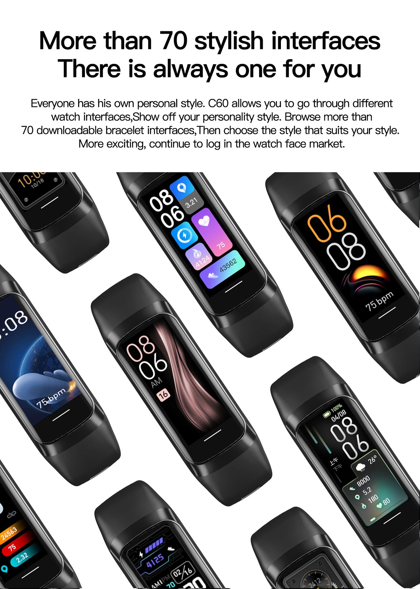 Fitness Tracker, Activity Trackers with 24/7 Heart Rate, Blood Oxygen Blood Pressure Sleep Monitor, Step Counter, Calorie Pedometer Health for Women Men