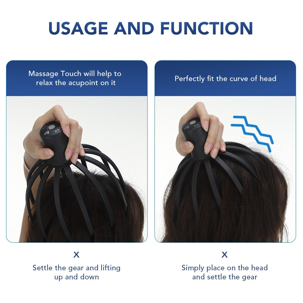 electric octopus head massager multi-claw electric massager Therapeutic Head Scratcher Relief octopus electric head massage claw