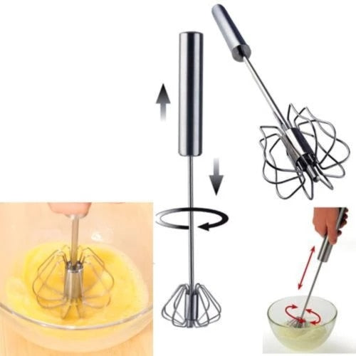 Semi-Automatic EGG Whisker Egg Beater Stainless Steel Manual Hand Mixer