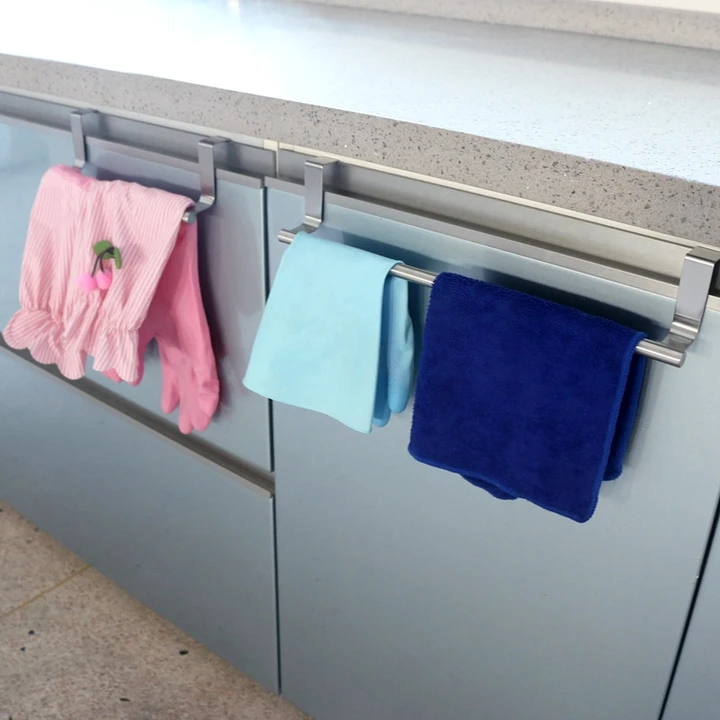 Over-the-Door Multifunctional Stainless Steel Door Back Towel Rack