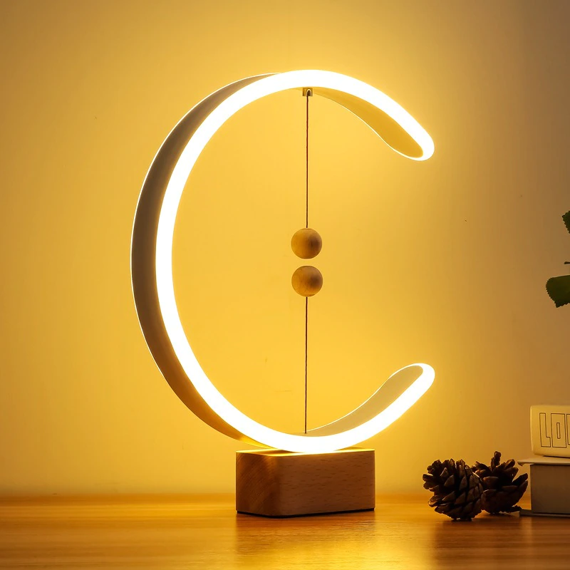 C-Shaped Bedside Lamp With Floating Magnetic Switch