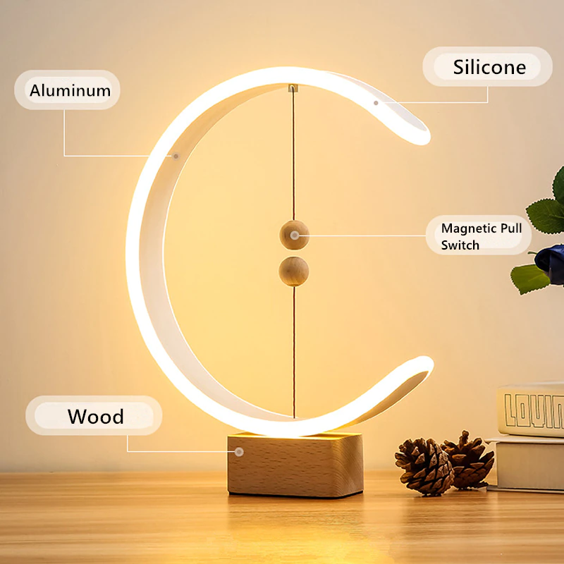C-Shaped Bedside Lamp With Floating Magnetic Switch
