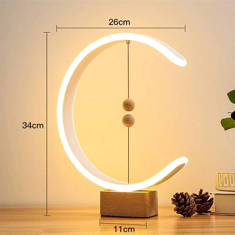 C-Shaped Bedside Lamp With Floating Magnetic Switch