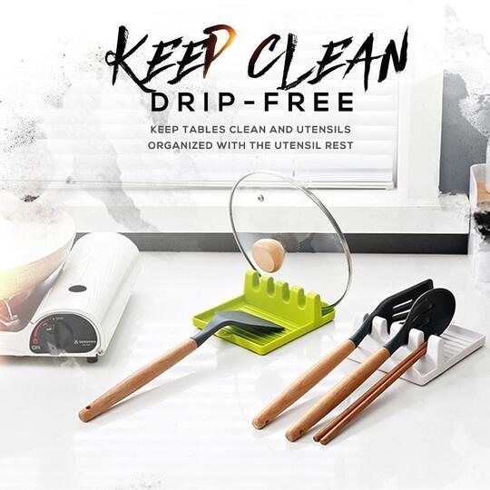 Non-slip Kitchen Utensil Rest with Drip Pad