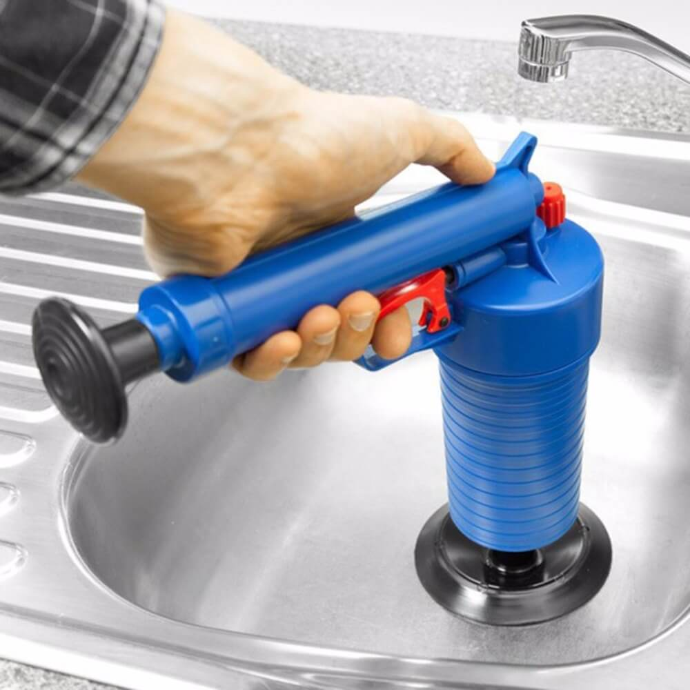 Air Power Drain Blaster gun High Pressure Powerful Manual sink Plunger Opener cleaner pump for Bath Toilets Bathroom 1 Set