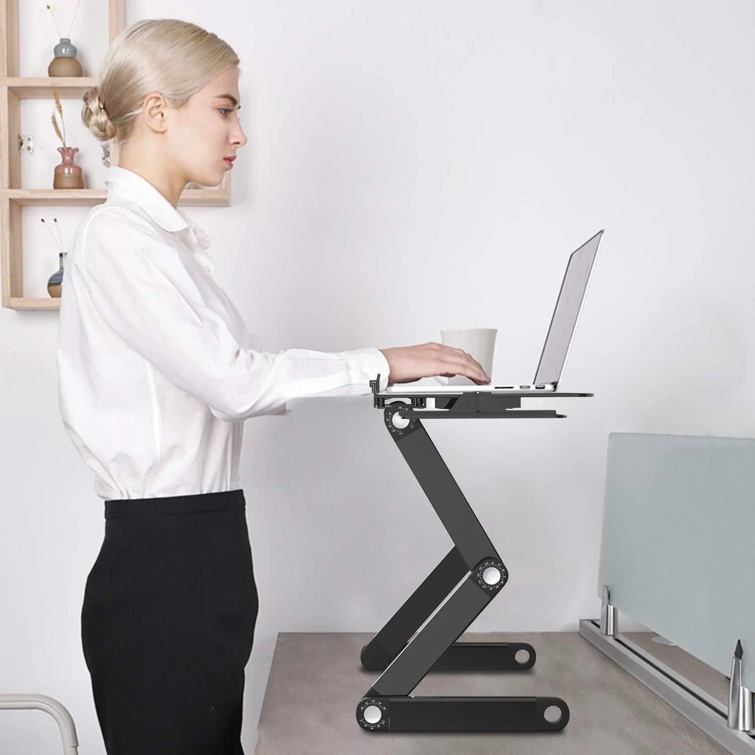 Laptop/Tablet Stand Angle/Height Adjustable Ergonomic Aluminum Desk Holder for MacBook Notebook Dell HP iPad Tab Under 17inch