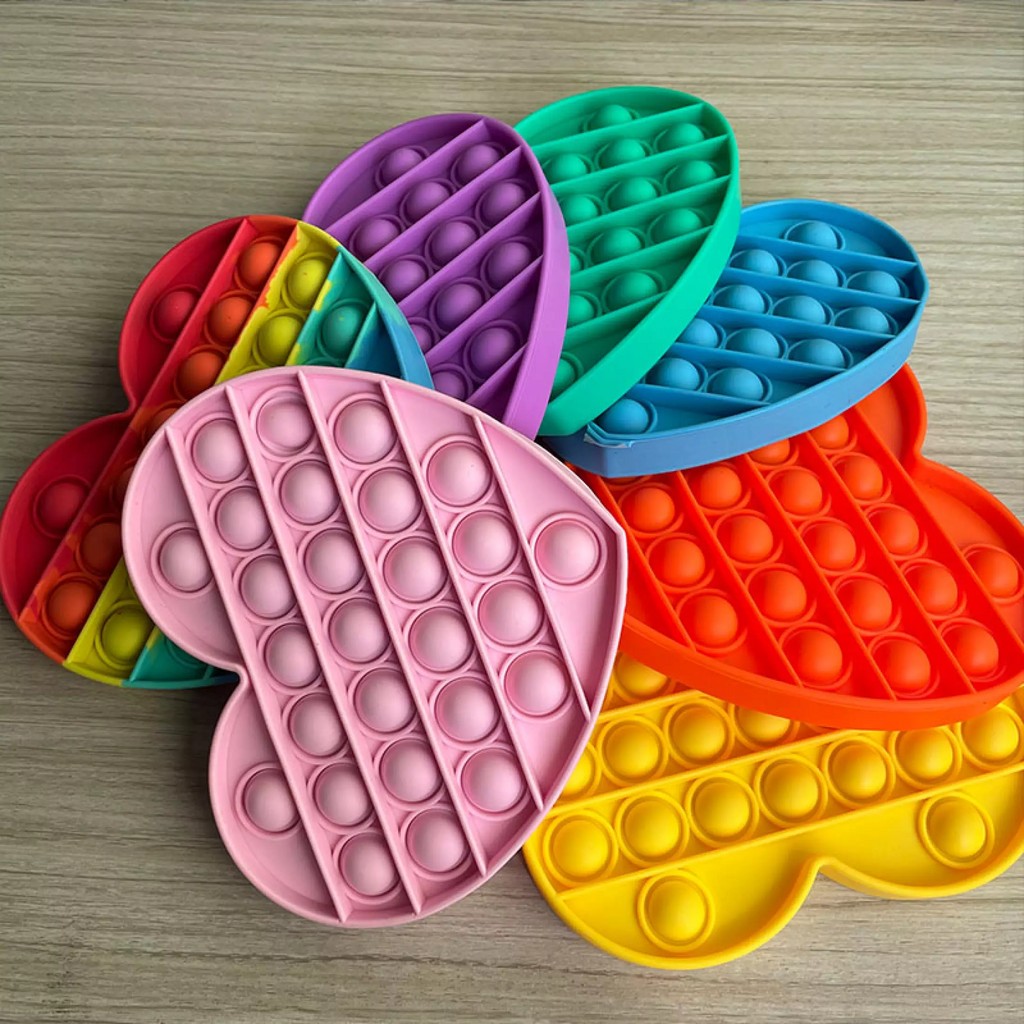 Hearts Pop Silicone Bubble Fidget Toy