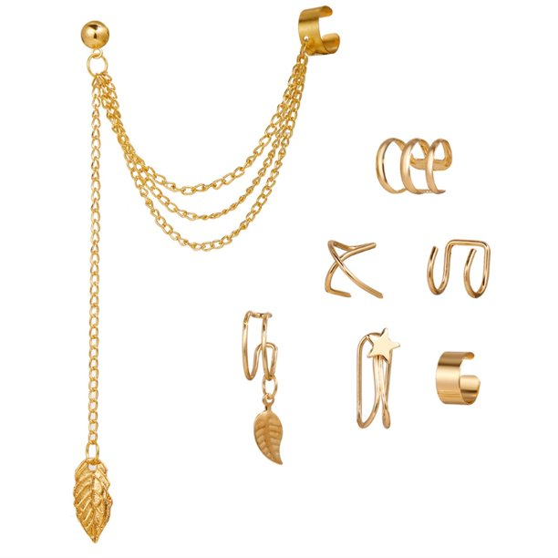 7pcs Bohemian Leaf Tassel Earrings